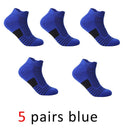 5 Pairs Ankle Sport Socks Cotton Towel Bottom Damping Striped Sweat-Absorbing Badminton Tennis Bike Run Travel Fitness Socks