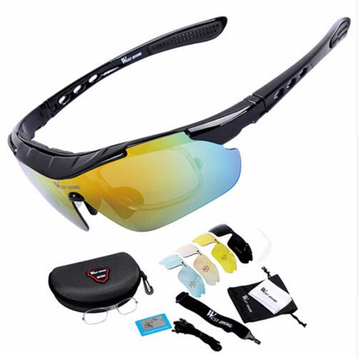 WEST BIKING Cycling Sunglasses Polarized 5 Lens Windproof Anti-fog Mypia Frame Sport MTB Bike Bicycle Eyewear Cycling Glasses