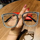 Myopia Hyperopia Women Sunglasses Vintage clear lens glasses ladies luxury rhinestone eyeglasses men optical Shades