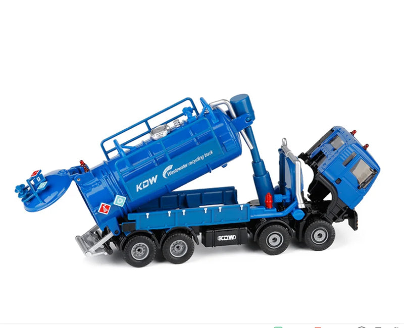 High simulation alloy suction sewage truck model,1:50 waste water recycling transportation engineering vehicle,hot selling