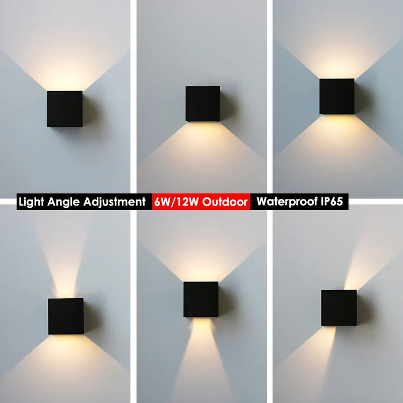 LED 6W/12W Outdoor Waterproof IP65 Wall Light Porch Garden Wall Lamp & Indoor Bedroom Living Room Decoration Lighting Lamp