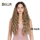 BELLA Lace Wigs Synthetic Deep Wave Curly Synthetic Lace Front Wig Blonde Wig Pink 30 Inch Hair Wigs For Black Women Cosplay
