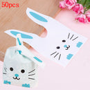 Hot New Cheap Wholesale 50pcs Cute Long Bunny Rabbit Ear Gift Bag Easter Candy Gift Plastic Party Favors 10*17cm