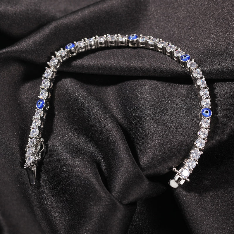 Uwin Tennis Bracelet 4mm Turkish Blue Eyes Bracelet AAA CZ Iced Out  Luxury Bangles Wholesale Women Jewelry