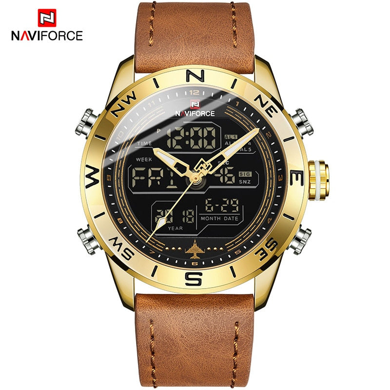 NAVIFORCE Sport Watches for Men Top Brand Luxury Military Leather Men&