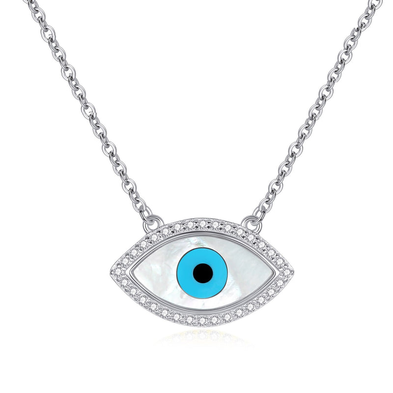 KALETINE Turkish Evil Eye Necklace Women Charms Real 925 Sterling Silver Natural MOP Shell Statement Necklace Gold Chain Jewelry