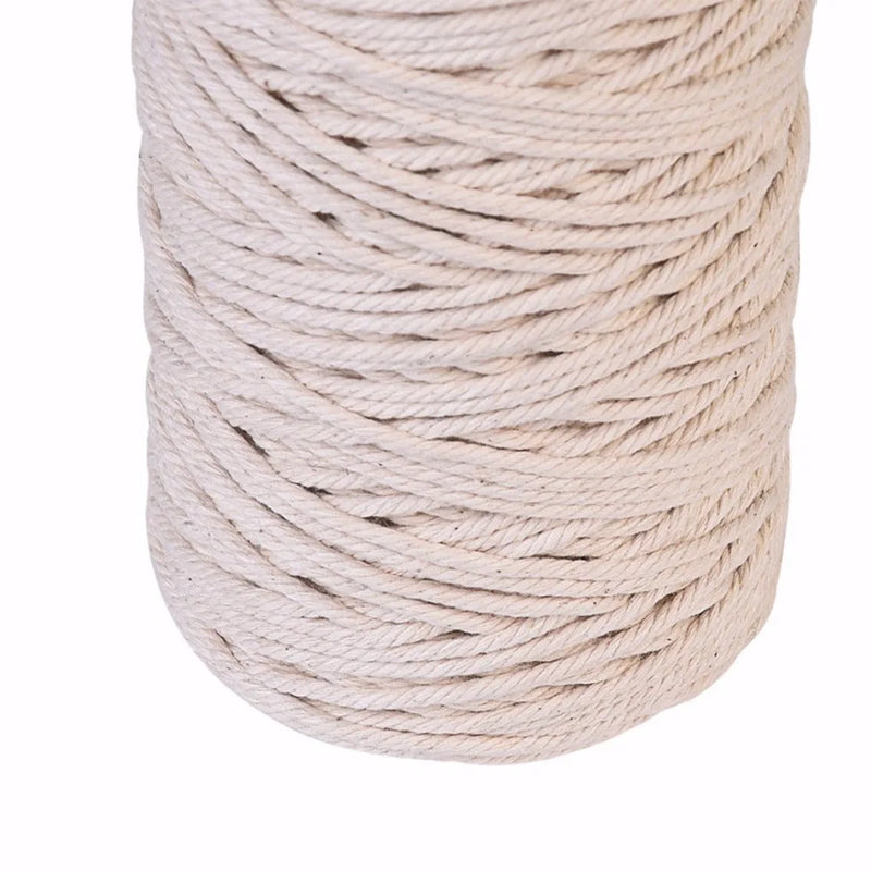 1pc 100% Natural Cotton Twisted Cord 1/2/3mm Diameter 200m/400m Length For DIY Home Textile Craft Macrame Artisan String