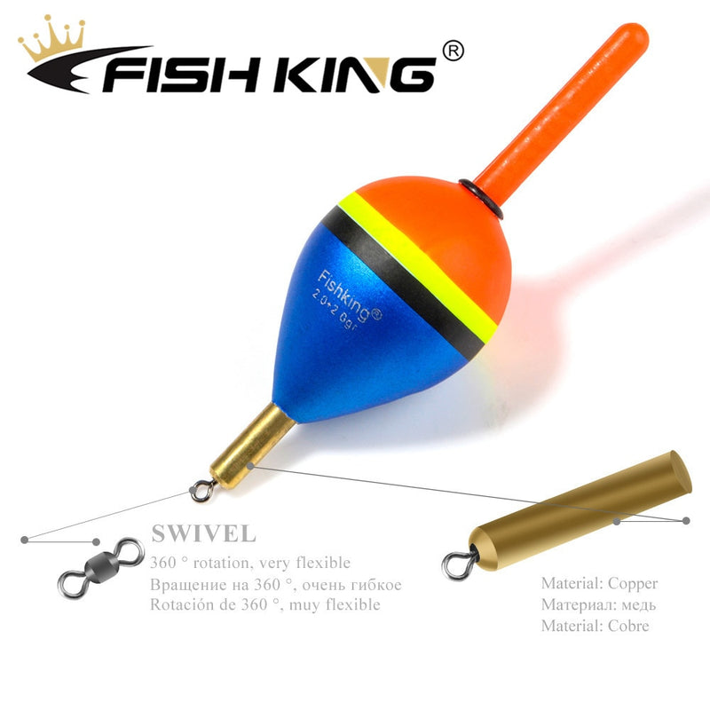 FISH KING 5pcs Barguzinsky Fir Float 2.0+2.0gr/3.0+2.0gr/4.0+2.0gr/5.0+2.0gr Copper Fishing Float Vertical Buoy Fishing Tackle