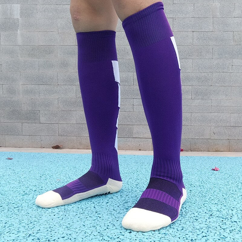 1 Pair Men's Non-Slip Soccer Socks Breathable Knee High Towel Bottom Cycling Hiking Sports Training Women Child Football Socks