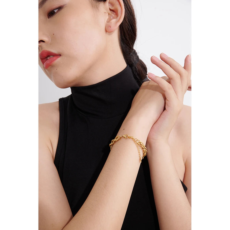 Yhpup Stainless Steel Chain Bracelet Women Metal Golden 18 K Plated Charm Summer Jewelry Waterproof Accessories Bijoux Femme