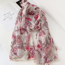 2021 Fashion Autumn Women Viscose Scarf Floral Pom Pom Tassel Beach Hijab Shawls and Wraps Female Foulards Echarpe Muslim Hijab