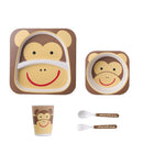 Imebaby5 piece set bamboo tableware bamboo bowl baby feeding plate creative cartoon children bowl / cup / fork spoon gift set