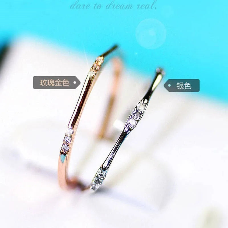 Hot Couple Simple Crystal Ring Cute Fine Tiny Zircon Classical Women Tail Rings Lovers Gold Silver Color Wedding Ring Jewelry