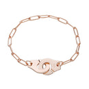Moonmory 100 % echtes 925er Sterlingsilber Europäische Kette Handschelle Armband Menottes Handschellen-Armband für Damen Schmuck