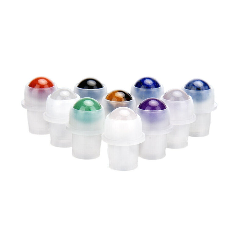 Natural Gemstone Jade Roller Bottle Plastic Wood Grain Lid for Essential Oil Crystal Roller Ball 10ml 10pcs P230