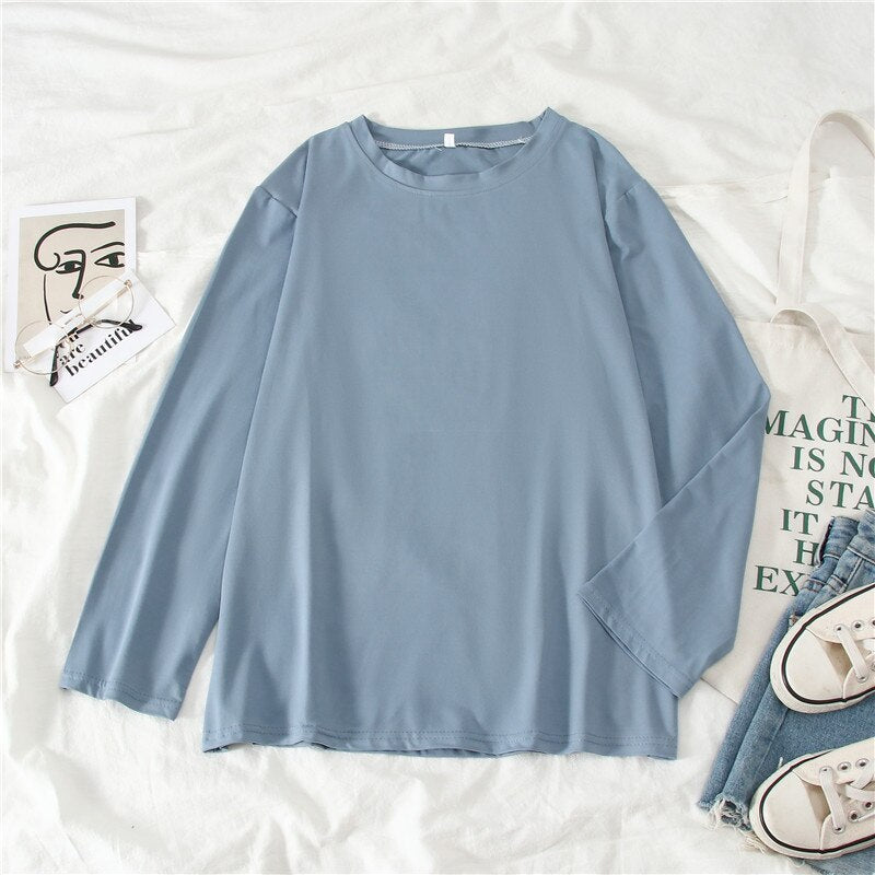 GCAROL Summer T-shirt Women Candy Oversize Boyfriend Style Tops Perfect Basic Tees Render Unlined Upper Garment Pullover 2XL