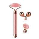 3-in-1 Electric Rose Quartz Jade Roller and Face Massager Set Face Care Tools Eye Massager and 3D Face, Head, Arms,Neck Massager
