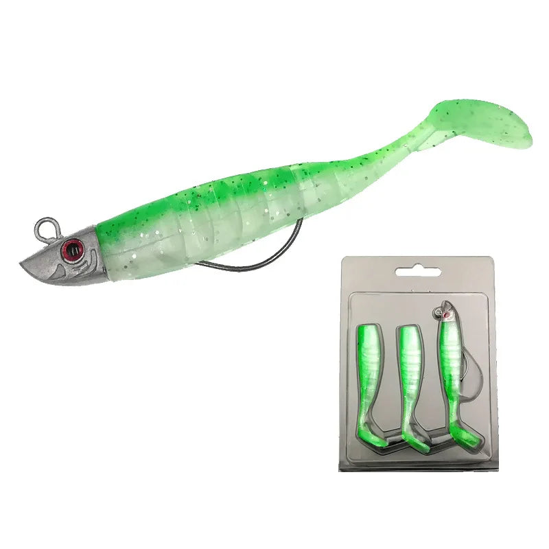 Fake Lure Jigging Soft Bait Fishing Lures 9/11cm 15.6/23.3g DIY Head Jig Fish T Tail Sea Bass Lure Fishing Tackle 6 Colors