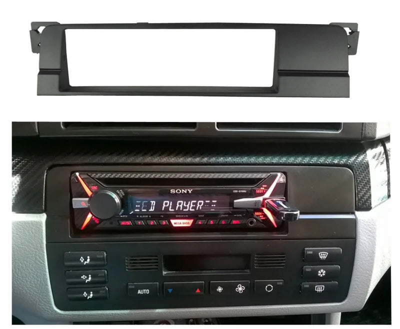Single 1 Din Radio Fascia for BMW 3 Series E46 1998-2005 DVD Stereo Panel Dash Mount Trim Kit Surround Audio Frame Plate Bezel