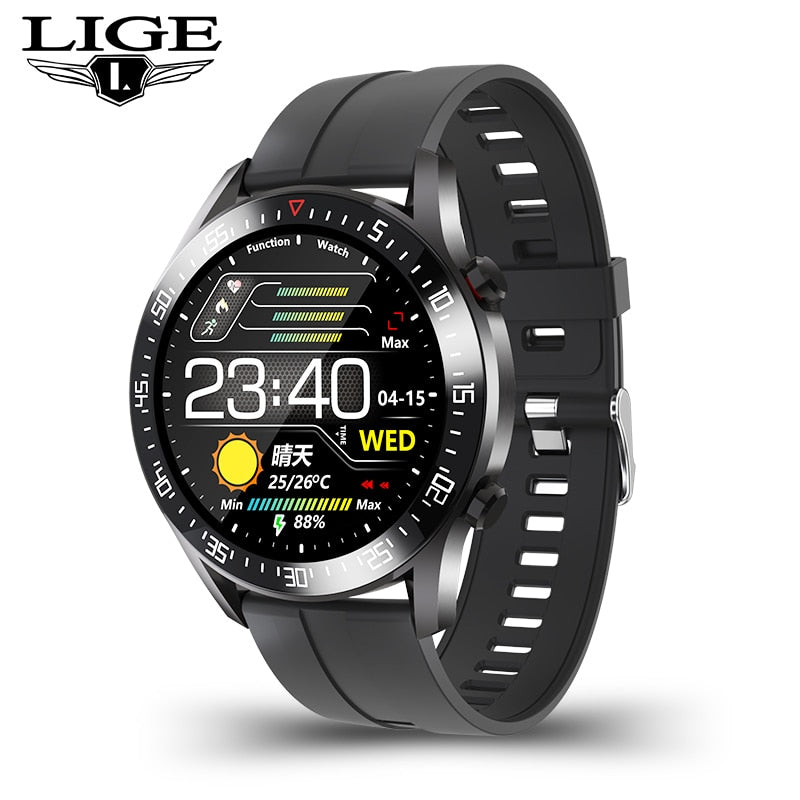 LIGE New Steel Band Digital Watch Men Sport Watches Electronic LED Male Wrist Watch For Men Clock Waterproof Bluetooth Hour+box