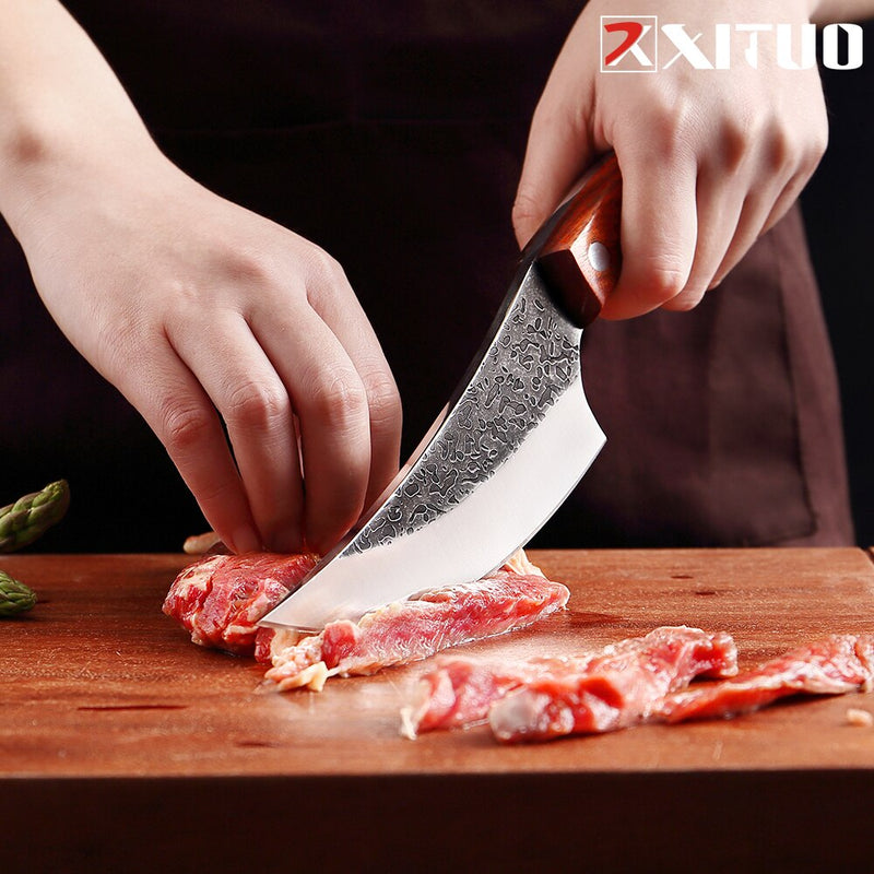 XITUO Handmade Forged 5 inch High Carbon Stainless Steel Chef Knife Meat Cleaver Kitchen Knife Rosewood Handle Cooking Tool