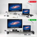 Dual Monitor Stand Holder Metal Riser with Wireless Charging USB Hub Ports Support Transfer Data,Keyboard and Mouse Storage Desk