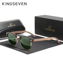 KINGSEVEN Handgefertigt 2022 Schwarznuss Holz Sonnenbrille Herren Polarisiert UV400 Schutz Halbrand Retro Brille Damen Oculos