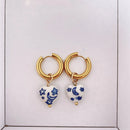 Fashion Pie pair semi-precious Lapis lazis Natural Gem beads Heart of Love Pendant Charm Women's Earrings Jewelry 2022