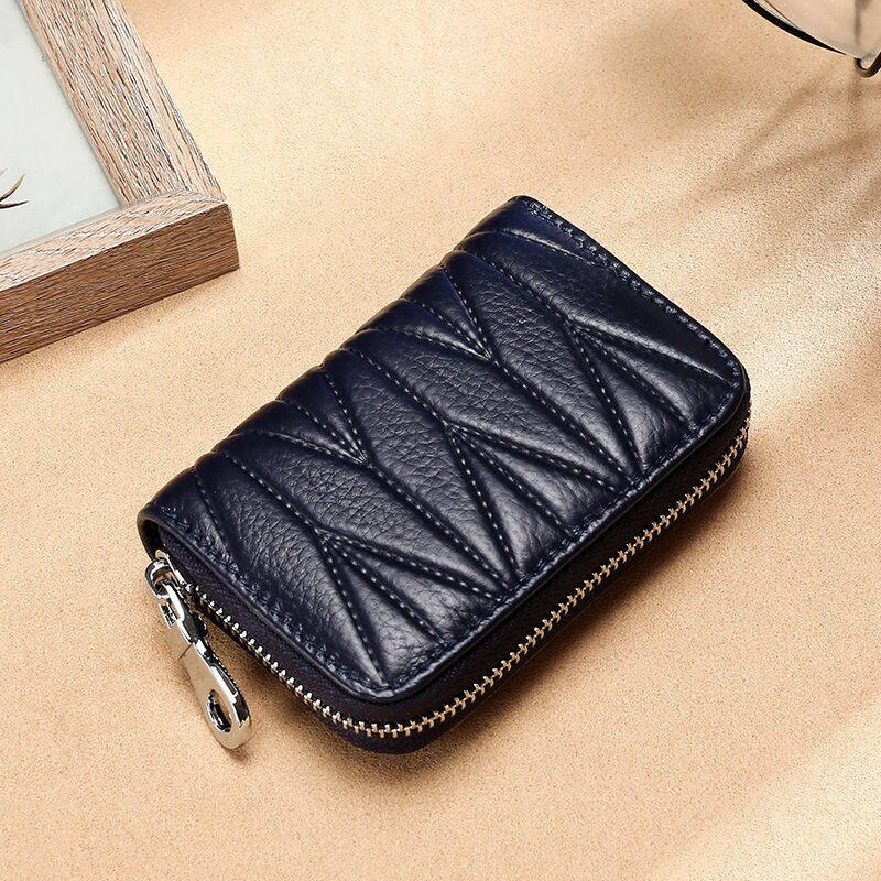 Genuine Leather Long Zipper Card Holder Wallets RFID Business Credit Card Holder Women Clutch Wallets Passport Holder Coin Purse