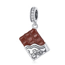 WOSTU 100% 925 Sterling Silver Chocolate Cake Charm Biscuit Candy Bead Enamel Pendant Fit Original Bracelet Necklace Jewelry
