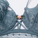 Sexy Bra and Panties Set For Women Lingerie Transparent Lace Sheer Underwire Unline Strappy Floral Pattern Women's Underwear