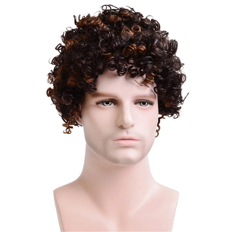 Men Curly Synthetic Short Wigs for Men's Daily Wig Mixed Male Curly Natural Cosplay Hair Heat Resistant Breathable