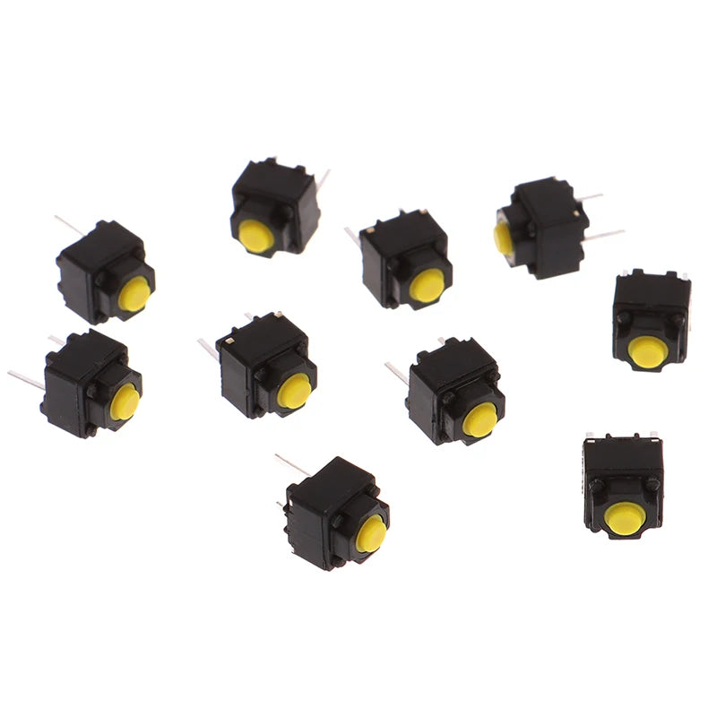 10pcs Mute Button 6*6*7.3mm Silent Switch Wireless Mouse Wired Mouse Button Micro Switch Yellow Push Button Switch