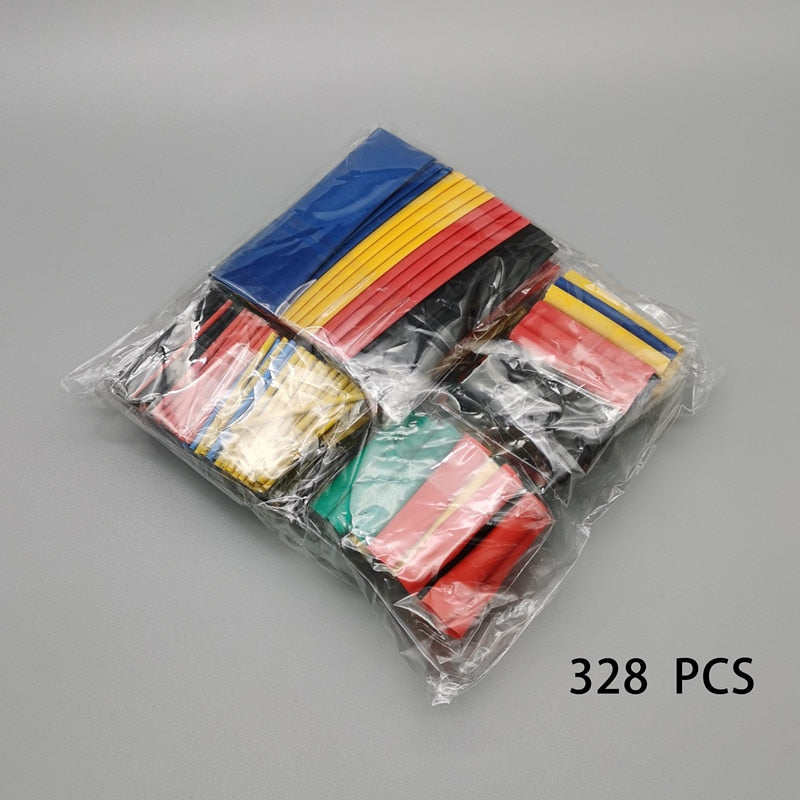 164pcs 328pcs 2:1  Heat Shrink Tube Kit Shrinking Assorted Polyolefin Insulation Sleeving Wire Cable 8 Sizes