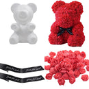 Bärenförmiger Modellier-Bär aus weißem 3D-Polystyrolschaum, Mini-PE-Schaumrosenblume für DIY-Bastelarbeiten, Geschenke, Valentinstags-Partybedarf