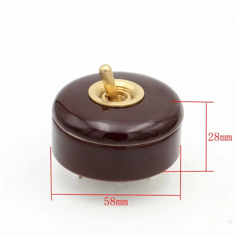 AC 250V Vintage Ceramic Toggle Switch Brass Lever Rocker Retro ON OFF Wall Switch Classical Lamp Switch