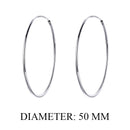 Bamoer 925 Sterling Silver Platinum Plated Classic Big Hoop Earrings for Women Fashion Jewerly Size 30mm 40mm 50mm