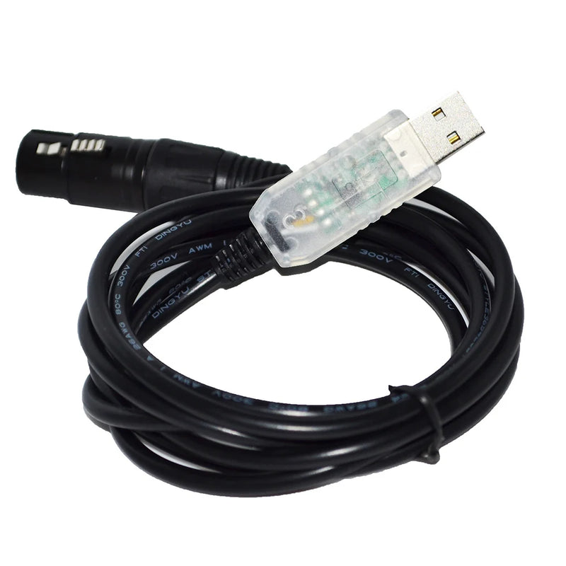 INDUSTRIAL FTDI FT232RL CHIP USB TO RS485 DMX512 3P XLR FEMALE / MALE CONVERTER FREESTYLER QLC STAGE LIGHTNING CONTROLLER CABLE