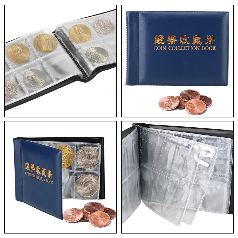 NICEYARD 120/60 Pockets Artificial PU Leather Coins Collection Album Book Collecting Money Organizer Storage Bags PVC Film