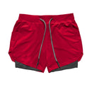 Joggers Shorts Mens 2 in 1 Short Pants Gyms Fitness Bodybuilding Workout Quick Dry Beach Shorts Male Summer Sportswear Bottoms