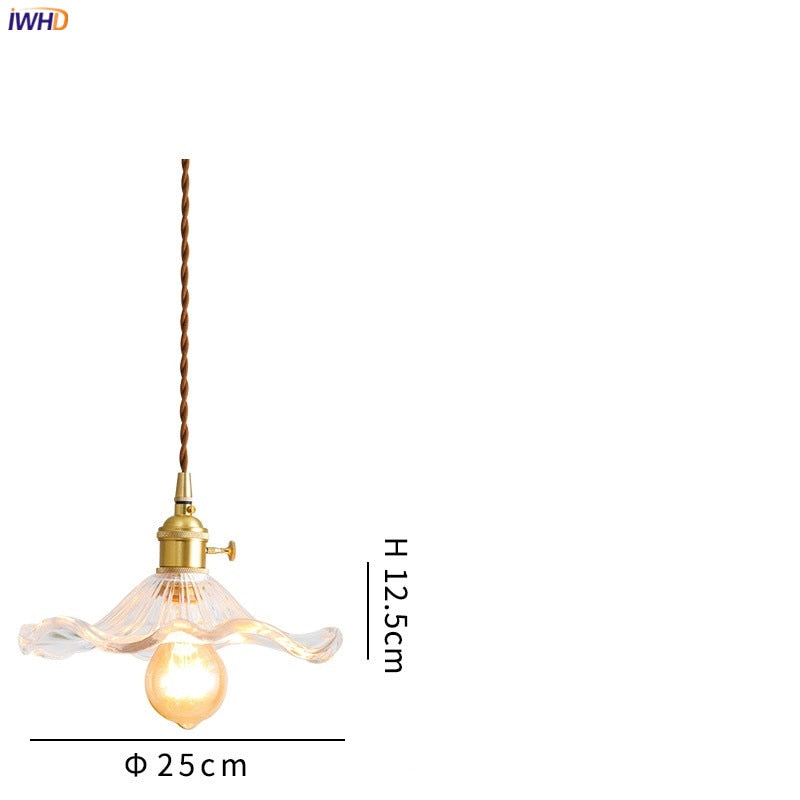 IWHD Nordic Style Simple LED Pendant Light Fixtures Bedroom Living Room Bar Colorful Glass Copper Hanging Lamp Lights Edison