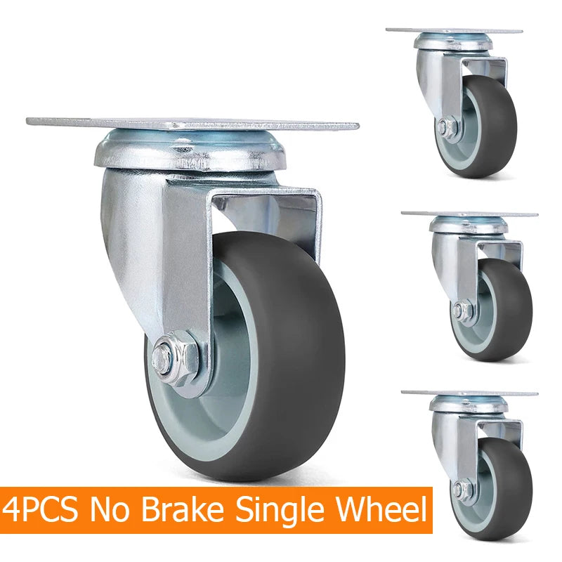 4pcs KAK Swivel Mute Wheel Caster Replacement 2 Inches 60KG Soft Rubber Safe Roller Furniture Wheels for Trolley Dining Table