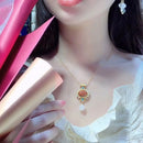 Natural South Red Agate  S925 silver inlaid  pearl turquoise pendant necklace niche light luxury charm female brand jewelry set