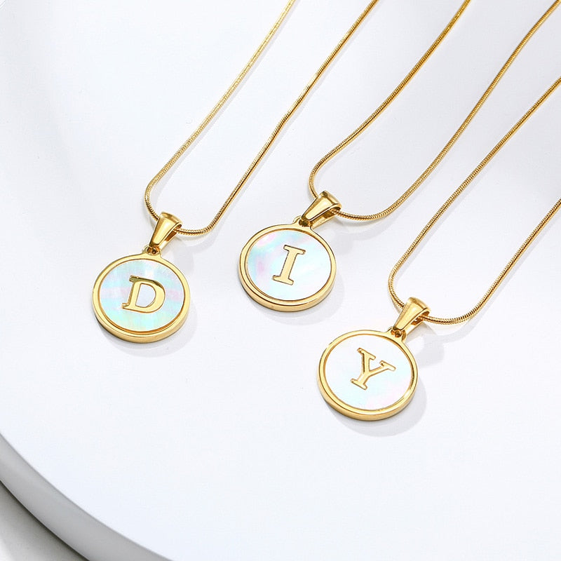 Vnox Temperament Initial Coin Pendant for Women Geometric Square Round Necklace Xmas Gift to GF Wife Daughter