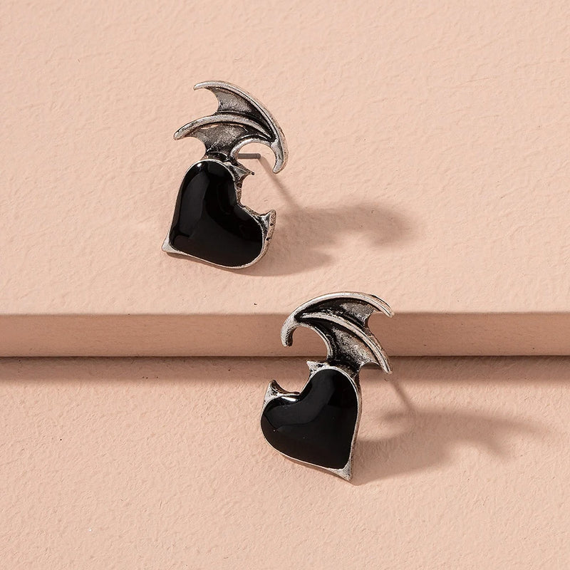 Lost Lady New Fashion Devil's Wings Heart-shaped Earrings Women's Earrings Jewelry Wholesale Direct Sales
