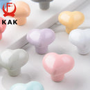 KAK Ceramic Cartoon Cabinet Knobs and Handles Colorful Heart Drawer Closet Handles Kids Room Furniture Handle Door Hardware