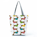 New Lady Tote Bags Black White Cute Cat Printed Fabric Eco Handbag High Capacity Shopping Office Reusable Casual Shoulder Bag