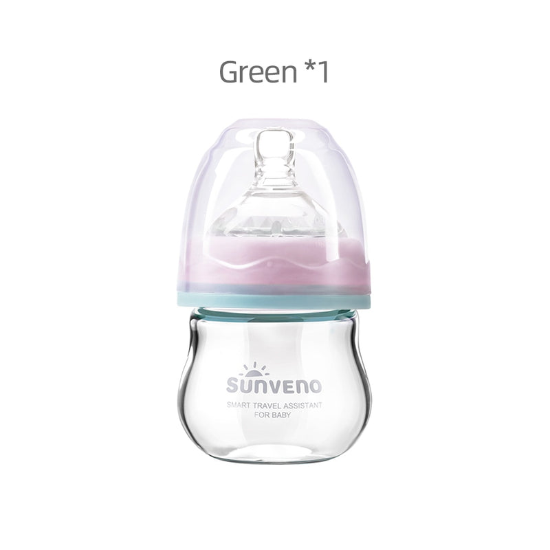 Sunveno Baby Bottle Newborn Baby Milk Bottle Nursing Bottle Anti-Choke Design - Glass ,BPA Free, 80ml, 2.5 oz,0-3 Months