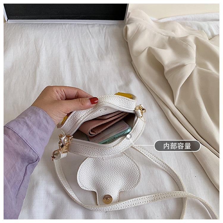 White & Yellow Cute Duck Style Crossbody Bag for Women Fashion Shoulder Bag Purses and Handbag Girl's Clutch Bag Pu Leather 2021