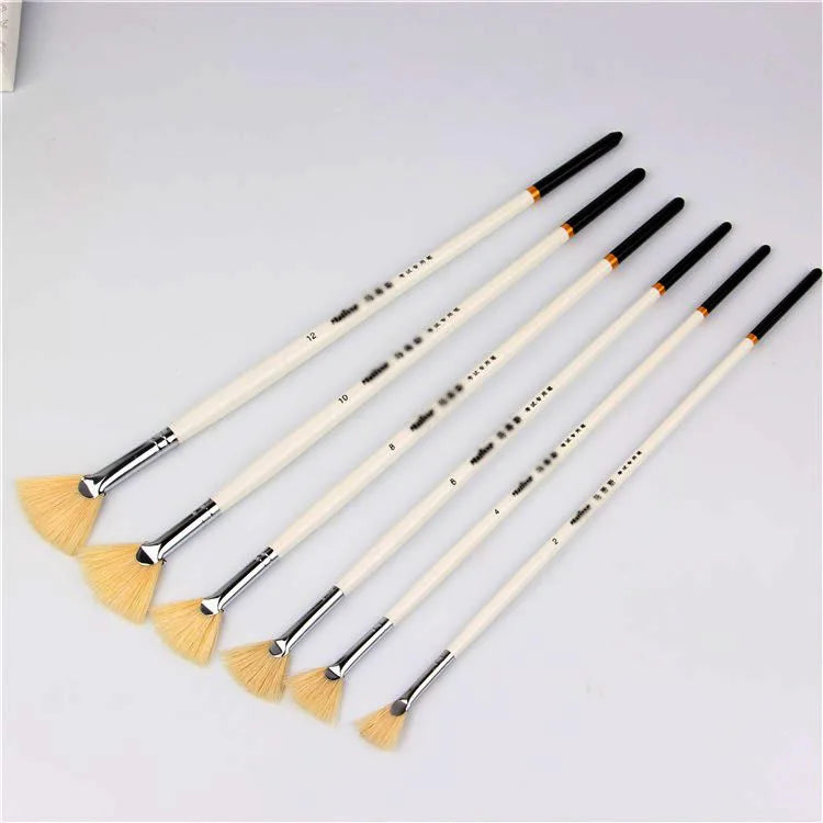 6pcs/Set, sector oil Painting Brush pig 's bristles Hair artist Drawing Art Supplies painting brushes oil painting Drawing brush